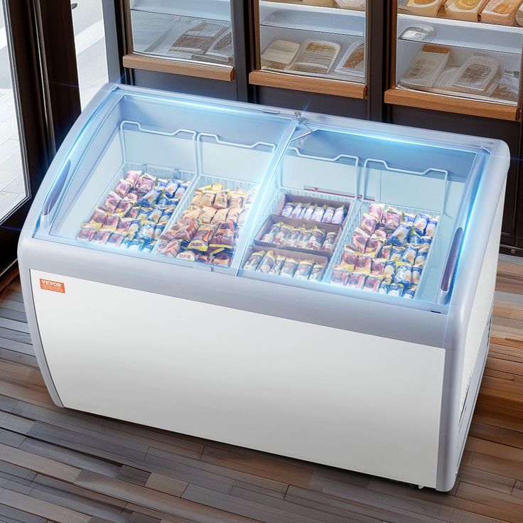 Glass-top commercial ice cream freezer